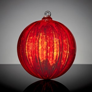 Vibrant Red, Hand Blown Glass Ornament