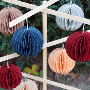 Christmas Honeycomb Paper Ball: Scandi Holiday Ornament, Custom Colors