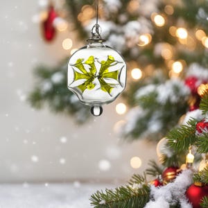 Blown Glass Handmade Yellow Christmas Ornament | Holiday Décor Christmas Ball Ornaments | Hanging Glass Christmas Ornaments Tree Decoration