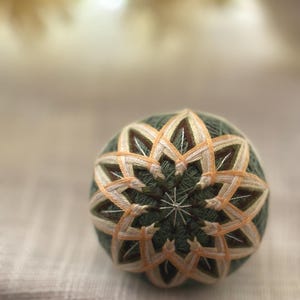 Handmade Temari Ball green & yellow Chrysantheme /kiku | Wall HangingGift | Traditional Handmade Ornament ｜Wedding Decor | Housewarming Gift