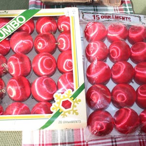 Large Lot Of 35 Vintage Pyramid Red Satin Christmas Tree Ornaments